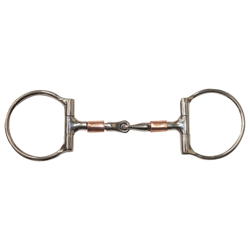 Freno snaffle barril para caballo con filete de acero inoxidable y bocado de cobre