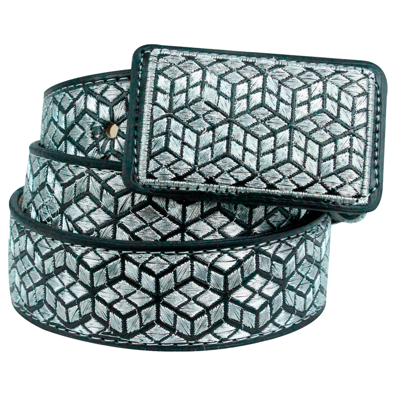 Cinturón para jinete metálico geométrico