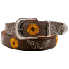 Cinturón vaquero para dama de vaqueta bordado girasoles