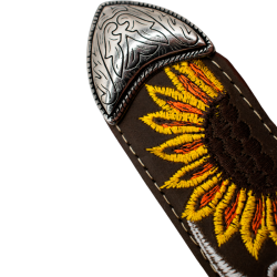 Cinturón para dama vaquero de vaqueta bordado medio girasol