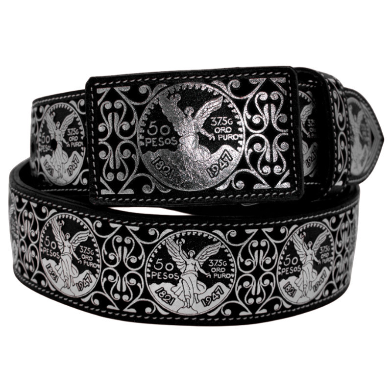 Cinturón para jinete navajeado láser metálico plateado
