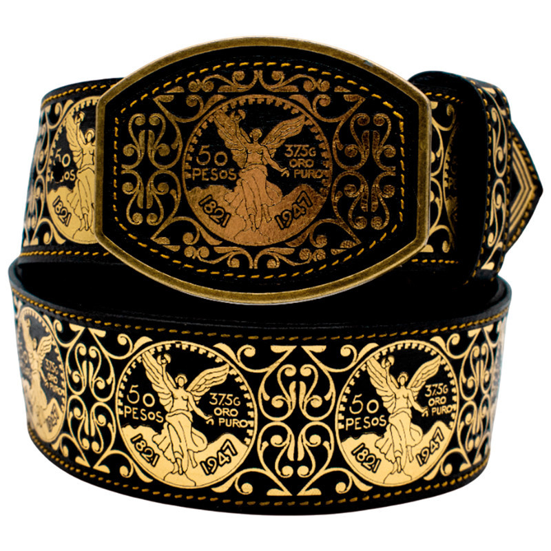 Cinturón navajeado láser metálico dorado