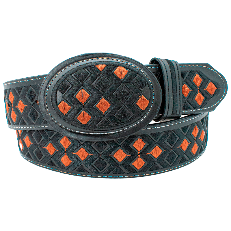 Cinturón bordado bicolor