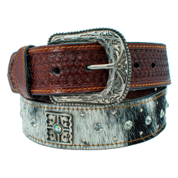 Cinturón para jinete decorado con pelo y piedras
