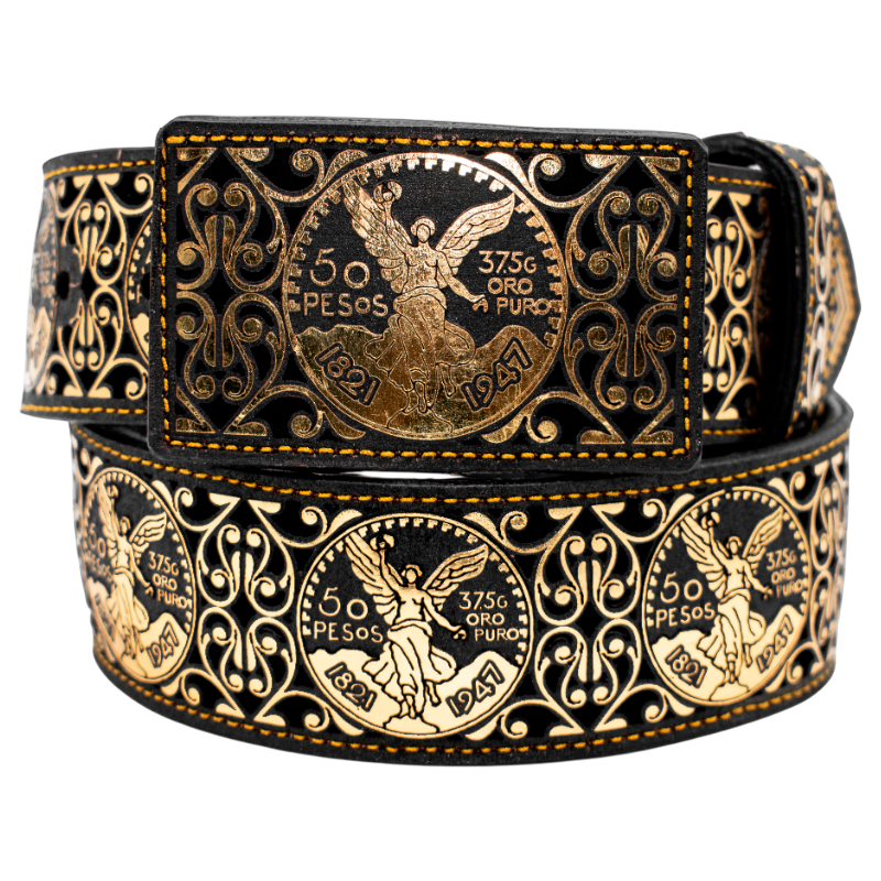 Cinturón para jinete navajeado láser metálico plateado