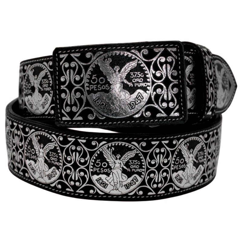 Cinturón para jinete navajeado láser metálico plateado