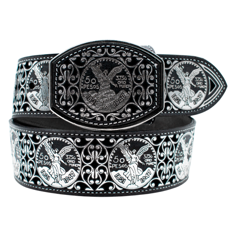 Cinturón para jinete navajeado láser metálico dorado