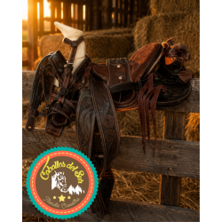 Montura para Caballo de Vaqueta Redonda Cincelada Infantil Asiento Forrado