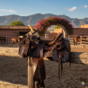 Montura para Caballo de Vaqueta Redonda con Asiento Forrado Infantil