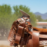 Montura para Caballo de Vaqueta Redonda con Asiento Forrado Infantil