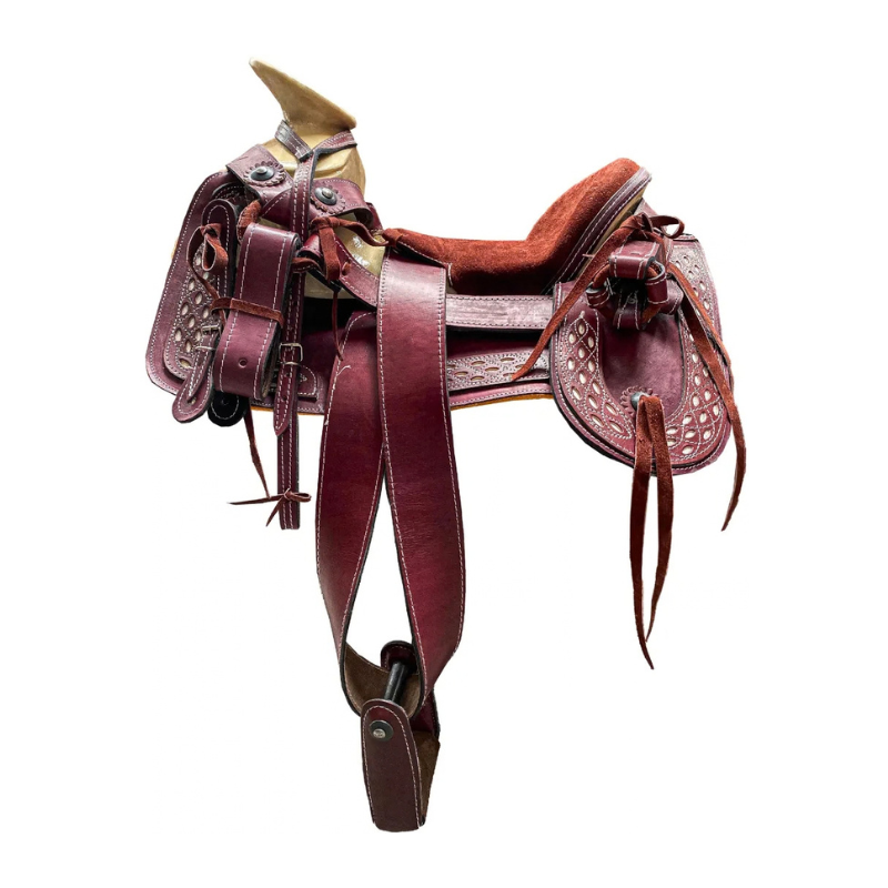 Montura para Caballo de Vaqueta Redonda con Asiento Forrado Infantil