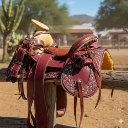 Montura para Caballo de Vaqueta Redonda con Asiento Forrado Infantil