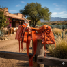 Montura para Caballo de Vaqueta Cuadrada con Asiento Forrado Infantil