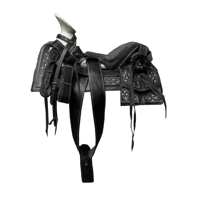 Montura para Caballo de Vaqueta Cuadrada con Asiento Forrado Infantil