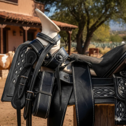 Montura para Caballo de Vaqueta Cuadrada con Asiento Forrado Infantil