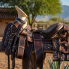 Montura para Caballo de Vaqueta Cuadrada con Asiento Forrado Infantil