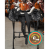 Montura para Caballo Redonda de Cuero Recuperado con Cantinas
