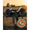 Montura para Caballo Redonda de Cuero Recuperado con Cantinas