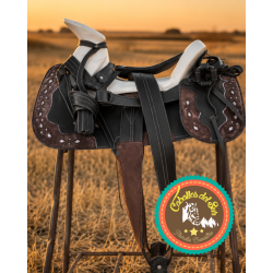 Montura para Caballo Redonda de Cuero Recuperado con Cantinas