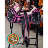 Montura para Caballo Redonda de Cuero Recuperado con Cantinas