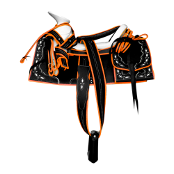 Montura para Caballo Cuadrada de Cuero Recuperado con Cantinas