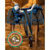 Montura para Caballo Cuadrada de Cuero Recuperado con Cantinas