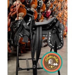 Montura para Caballo Cola de Pato de Lona con Cantinas