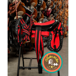 Montura para Caballo Cola de Pato de Lona con Cantinas