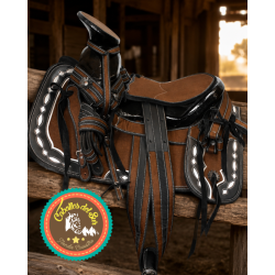 Montura para Caballo Redonda de Lona con Cantinas