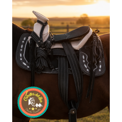Montura para Caballo Redonda de Lona con Cantinas