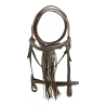 Brida española con mosquero de piel y rienda para caballo