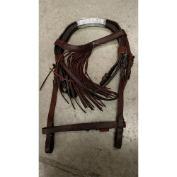 Brida española con mosquero de piel y rienda para caballo